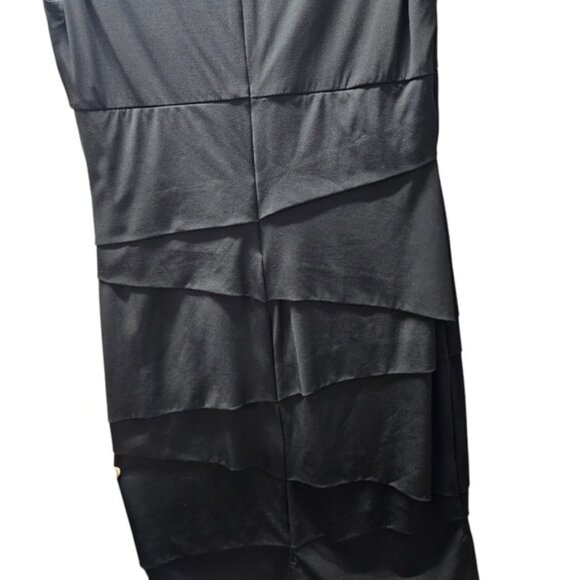 White House Black Market Size 12 Sheath Little Black Dress Layered Design Sleeve - Picture 7 of 10
